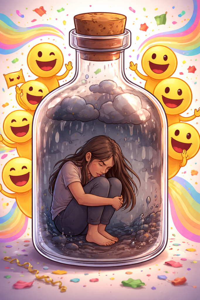 Forcing Positivity in Manifestation: The Hidden Psychological Cost of Ignoring How You Really Feel 20260216 1952 image generation simple compose 01khk4p342em0bz0mxzz1dewxk