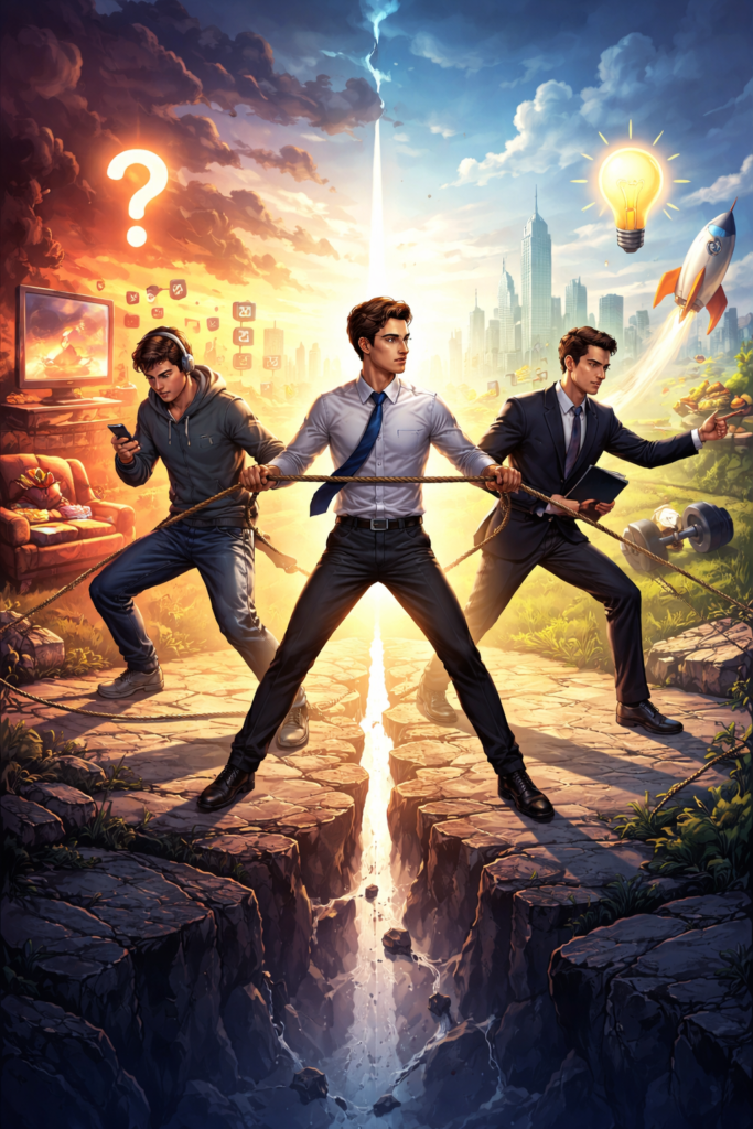 How Habits Shape Your Identity: The Subconscious Patterns Quietly Defining Who You Become 20260218 2254 identity conflict animation simple compose 01khrkxfcee5msj84h6eawm360